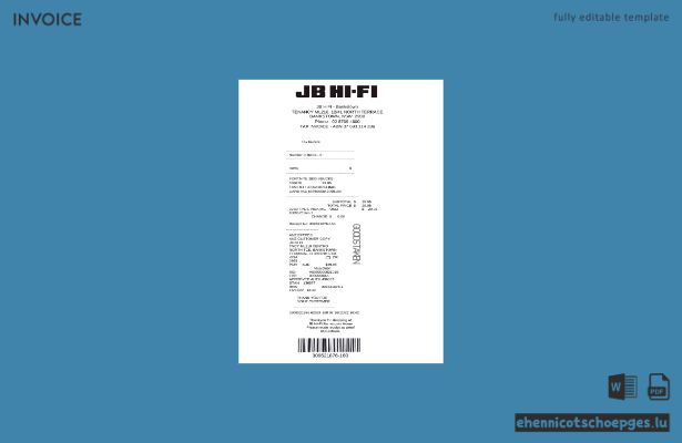 Beispiel einer JB Hi-Fi-Steuerrechnung aus Australien (Vorschau)